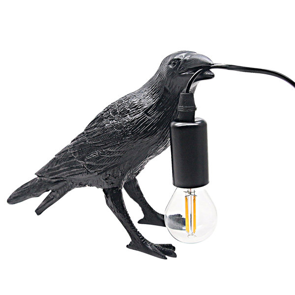 Loon Peak® Raven Table Lamp LED Resin Novelty Lamps Crow Bird Art Decor